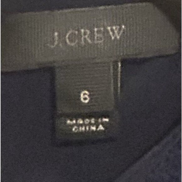 J. Crew Womens Navy Blue Sheath Dress Frayed Trim Sz 6 Classic Bodycon Boucle - Picture 2 of 13